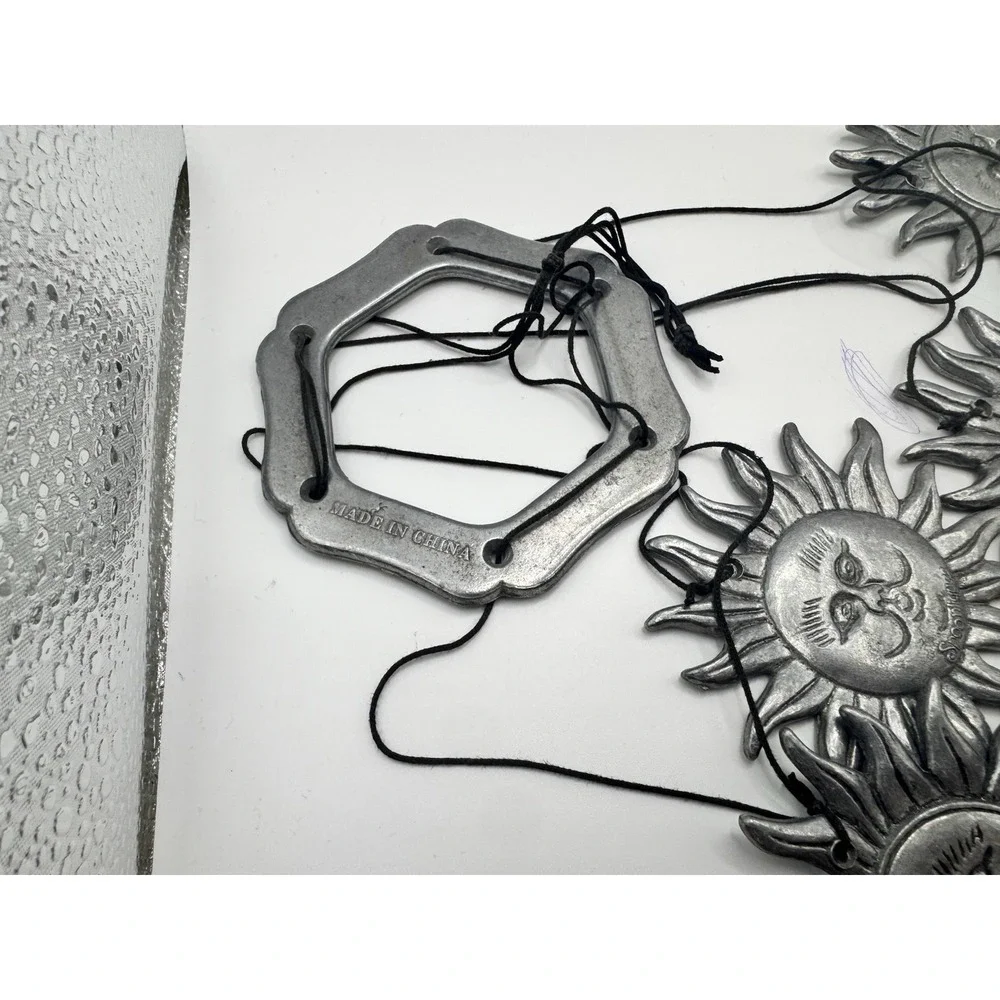 Spooniques Celestial Sun Face Wind Chime Vintage Silver Tone Hanging Decor 6 Sun
